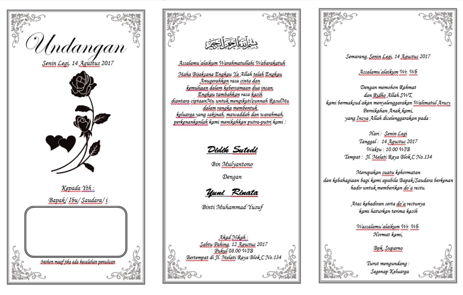 97 Contoh Undangan Kenduri Pernikahan Gratis Terbaru Contoh Undangan